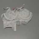 Avidlove Lace Bralettes for Women Y2k Strap Bustier Cami Top V Neck Camisole Lingerie (Medium, 1white)