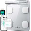 Runstar Smart Scale for Body Weight and Fat Percentage 8-Electrode, Bathroom Scale FSA or HSA Eligible Digital Handle Display with BMI, Body Fat & Muscle Mass 28 Body Composition and Body Score Report (12"/330mm, Silver)