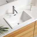 Enbol 20.6" x 14.5" Drop in Bathroom Sink Rectangule Vessel Sink Self-rimming Top Mount Bathroom Sink White Ceramic Lavatory Vanity with Overflow O2014-1
