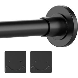 Shower Curtain Rod Adjustable 30-80" with Holder, Anti-Rust Shower Rod & Spring Tension Shower Rod No Drill, Black Shower Curtain Rod for Bathroom Tension Rod
