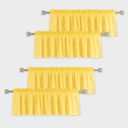 UPOPO 4 Pieces Yellow Valance for Windows 16 inch Sheer Linen Textured Open Weave Short Small Mini Curtains Topper Farmhouse Vintage Living Room Bedroom Door Kitchen Bathroom Rod Pocket 52"x16"