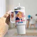 Trump Best Wife Ever Tumbler 40 Oz With Handle, Lid and Straw - American Insulated Cup for Hot and Cold Drinks