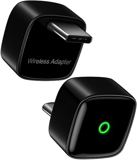 Wireless CarPlay Adapter USB C (2025 Upgrade), only for USB C  Convert Wired to Wireless, Stable Connection, Mini Apple Carplay Adapter for OEM Wired CarPlay Cars