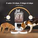Automatic Cat Feeder for 2 Cats - 8L/34 Cups Large Capacity Auto Food Dispenser with LCD Screen, 2 Food Trays, Timed Cat Feeder, Up to 50 Portions 6 Meals Per Day, Keep Fresh