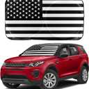 EcoNour Car Windshield Sun Shade  B&W American Flag USA Patriotic Design 240T Polyester Foldable Front Window Shade for SUV & Trucks  UV Ray Blocker  Medium (64x32 Inch) Sun Protector