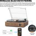 Vinyl Record Player Turntable with Built-in Bluetooth Receiver & 2 Stereo Speakers, 3 Speed 3 Size Portable Retro Record Player for Entertainment and Home Decoration