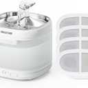 PAWGETHER Cat Water Fountain with 4 Filters, Ultra Quiet Pumpless Pet Water Fountain with Stainless Steel Tray, 67oz/2L Water Fountains for Cats Indoor with 360 Motion Sensor for Cats & Dogs