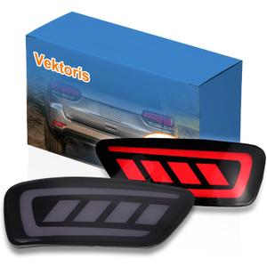 2PCS LED Rear Bumper Reflector Lamp for Jeep Grand Cherokee 2012-2021 Compass 2011-2017 Dodge Journey 2011-2017, Tail Lamps with Red DRL & Turn Signal Light & Brake Light (Smoked Lens)