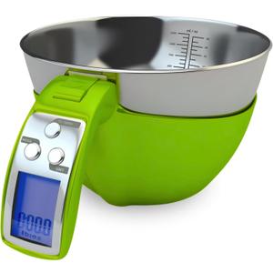 Fradel Digital Kitchen Food Scale with Bowl - 11lb, Grams & Ounces - Removable, Dishwasher-Safe Mixing Bowl - Green