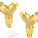 GASHER 2PCS Brass Pipe Fitting Male Branch Tee Y Adapter 1/8" NPT Female x 1/8" NPT Female x 1/8" NPT Male