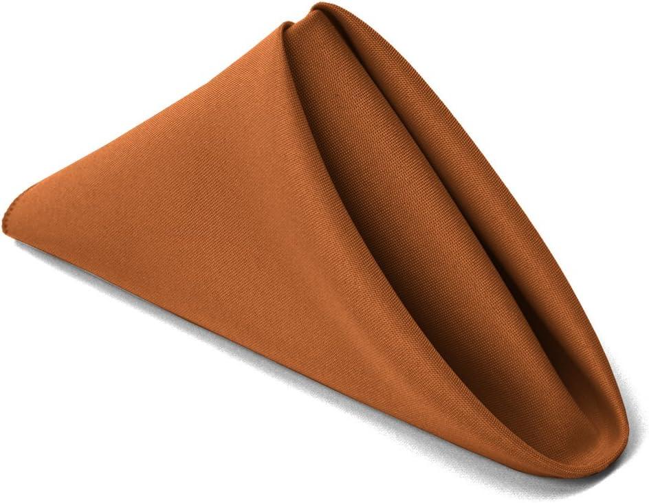 TableLinensforLess 17"x17" Polyester Cloth Napkins, Set of 12 (Copper) | Easy-Care, No-Iron Finish, Superior Color Retention, Machine Washable