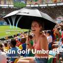 LIDOMPO 68 Inches Uv Protection Golf Umbrella For Sun Protection With Large Windproof Vented Double Canopy, Push-Button Auto Open Black/Silver