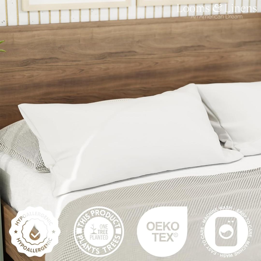 King Size Pillow  20 x 36 Sleeping Pillow Insert for Bedroom by Looms and Linens - Hypoallergenic Pillow Inserts Down Alternative