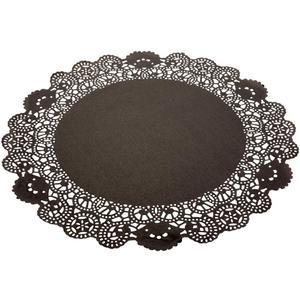 Restaurantware Pastry Tek 12 x 12 Inch Lace Doilies 100 Decorative Tableware Placemats - Disposable Round Black Paper Table Doilies For Birthdays Or Weddings Table Decor