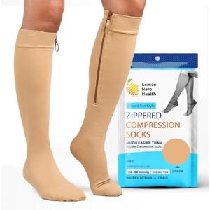 Lemon Hero Zipper Compression Socks for Women and Men Closed Toe 20-30 mmhg Zippered Compression Socks with Zip Guard, 3XL- Short