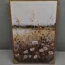 KBKBART Vintage Wall Art Framed, Retro Countryside Autumn Wildflower Field Landscape Canvas Painting Farmhouse Decor Wall Art, Rustic Fall Landscape Bathroom Wall Decor for Bedroom Living Room, (16"L x 24"W)