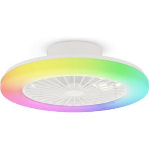 Modern LED Ceiling Light with Fan, RGB Ceiling Fan Lights, Ceiling Fan with lamp, 24 Ventilation speeds, infinitely dimmable Light for Living Room, Bedroom, Office, 3000-5500 K (White &19" & RGB)