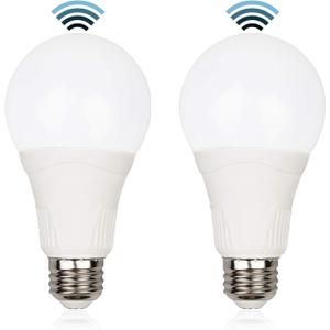 GREENIC Motion Sensor Light Bulbs Outdoor, 15W (100W Equivalent) 1500LM 3000K Warm White, Radar Motion Detector, A21 E26 Dusk to Dawn Led Bulb for Garage, Front Porch, Driveway, Patio, (2 Pack)