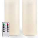 Homemory 10" x 4" Large Waterproof Outdoor Flameless Candles with Remote Control and Timer, Battery Operated Flickering LED Pillar Candles for Outdoor Larterns, Porch, Long Lasting, Set of 2 (Ivory White)
