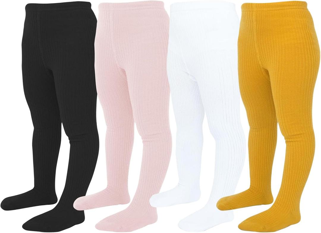 Baby Tights Toddler Ribbed Knit Leggings Cotton Infant Stockings Pantyhose 0-4T (S)