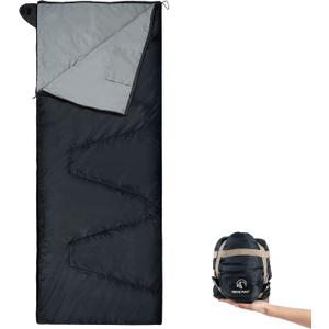 REDCAMP Ultra Lightweight Sleeping Bag for Backpacking, Hiking, Comfort for Adults Warm Weather, with Compression Sack (Black with 2.2lbs)