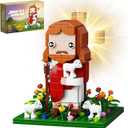 Jesus Building Block Set, The Shepherd GodCompatible with Lego Jesus Building Toy, Bible Story Jesus Figures with LED LightEaster, Christmas, Christian Gift for Adults and Kids Age 6+(331PCS)
