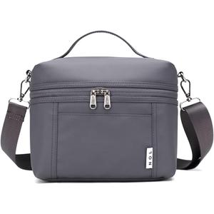 NOL Natural Organic Lifestyle Insulated Lunch Bags for Women Cooler Bag Lightweight Nylon Waterproof Lunch Box For Work (Medium (8 Liters), Gray)