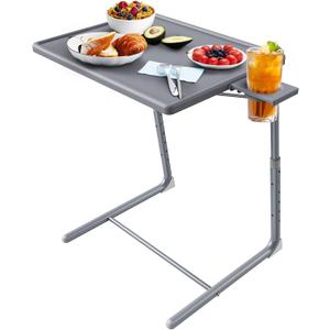 HUANUO Adjustable TV Tray Table - TV Dinner Tray on Bed & Sofa, Comfortable Folding Table with 6 Height & 3 Tilt Angle Adjustments (Gray), 20.5 inches x 15.5 inches x 20.8 inches