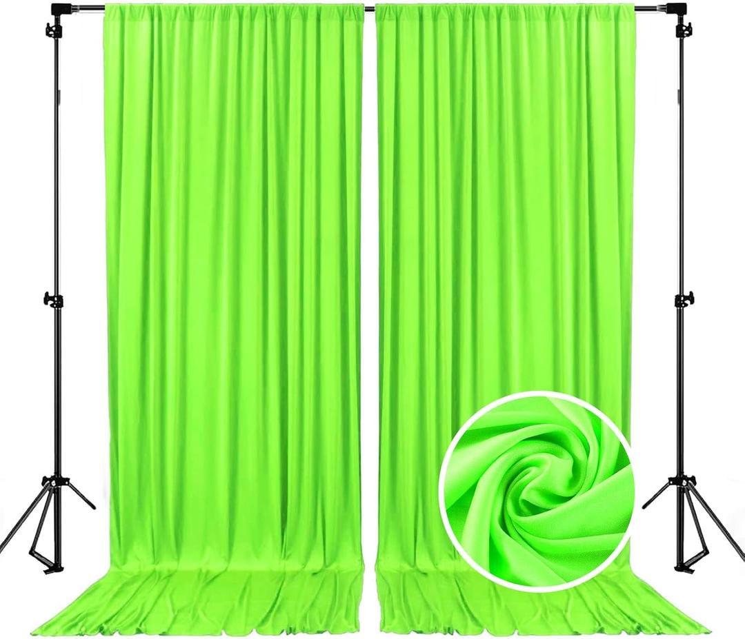 10 x 7 Feet Light Green A Backdrop Curtain for Partie, Background Curtains for Photoshoot, Birthday, Wedding, Halloween, Thanksgiving, Christmas, New Year Party Decorations 5Ft x 7Ft, 2 Panels
