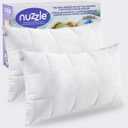Nuzzle Pillows Queen Size Set of 2 Cooling Adjustable Pillows for Side Sleepers, Luxury Hotel Collection Bed Pillows  Best Adjust Height Soft Firm Pillows for Back, Stomach and Side Sleepers (White)