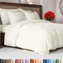 Duvet Cover Queen Size Set - Extra Soft Queen Duvet Cover 90" x 90" with 2 Pillow Shams - Hotel Luxury, Easy Care and Fade Free w/ Zipper Closures & Ties - All Season, Comfy, Cozy & Breathable (Ivory (No Comforter)