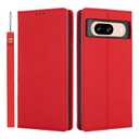 for Google Pixel 8 Wallet Case Genuine Leather with Card Holder Flip Folio Phone Cover with Credit Card Slots-Red