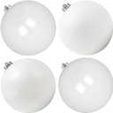 Extra Large Size Outdoor Christmas Ornaments, Oversized Huge Big Shatterproof Xmas Christmas Plastic Balls for Outside Lawn Yard Tree Hanging Decorations (6"/150mm, White, 4 Packs)