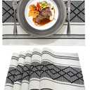 LUFEIJIASHI Elegant Thick placemats for Dining Table Decor Farmhouse Heat Resistant Table Place mats Set of 6 Quality Woven Cloth Placemats Washable Dinner mats (Black, 6)
