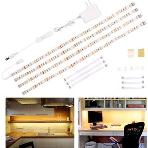 WOBANE Under Cabinet Lighting Kit,Flexible LED Strip Lights Bar,Under Counter Lights for Kitchen,Cupboard,Desk,Monitor Back,Shelf,6.6 Feet Tape Light Set,ETL Listed,120 LEDs,1100lm,2700K WarmWhite (4*20inch(White))