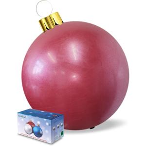 Inflatable Christmas Ornaments, 25" Oversized Outdoor Christmas Ball Ornaments, Holiday Yard Christmas Tree Decorations, Indoor and Outdoor Decoration Balls (25 inch, Red)