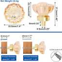 Cabinet Knobs 6 Pcs, Crystal Drawer Knobs 1.4" Diameter Glass Handles for Dresser, Kitchen, Bathroom (Flower Champagne)