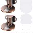 uxcell 2Pcs Magnetic Door Stopper, Silent Magnetic Floor Door Stop, Adjustable Floor Door Catch with Adhesive Tape and Screws Shock Absorbing for Bedroom Office Bathroom, Red Bronze