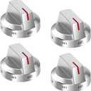 AMI PARTS DG94-04167 Fit for Samsung Stove Knob DG94-03500U DG94-03500V Replacement for NX60T8111SS NX60T8311SS NE63T8111SS NX60T8711SS(4PCS Silver)