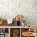 Heroad Peel and Stick Wallpaper Boho Contact Paper Modern Neutral Beige Leaf Wallpaper Removable for Bedroom Cabinets Self-Adhesive Decoration Thicken Vinyl Thicken 17.3" x 78.7"