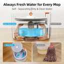 3-in-1 Spin Mop and Bucket Set with Clean Water Separation, 71 Extra Long Handle for Wall Cleaning, 3 Specialized Heads for Baseboards & Corners, 6 Microfiber Refills for Hardwood Floor Care