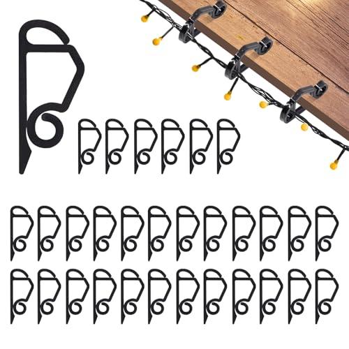 Geegoods Christmas Light Clip,Plastic Black Gutter Hooks Outdoor,Weatherproof Holiday Hanging Clips,Mini Light Hooks for Outside String Lights Christmas Decoration(120 pcs)