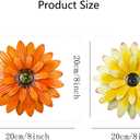 Outdoor Metal Wall Art Decor, 2 Pack 8 Inch Sunflower Wall Decorations, Hanging Outdoor wall Decor, Handmade Metal Flowers for Outdoor Outside Indoor Decor,Yellow+Orange