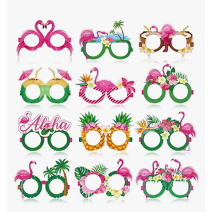 Harloon 36 Pcs Flamingo Party Decorations Eyeglasses Aloha Party Paper Glasses Favor Summer Tropical Flamingo Photo Booth Props Hawaiian Luau Eye Glasses for Pool Beach Shower Birthday Party Favor