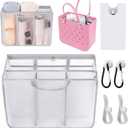 6 PCS Mesh Beach Bag Organizer Accessories for XL Bogg Bag, Gray Divider Insert with Phone Holder, Hooks and Carabiners, Storage Organizer for Extra Large Beach Tote