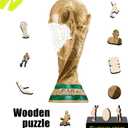 Official FIFA World Cup 2026 Edition Trophy Puzzles for Adults, 200 Pieces Football Merchandise Wooden Puzzles, Unique Soccer Gifts for Fans, Collectors Puzzle, 6.3 x 15.7 Inch Sports Souvenirs, 200Pcs