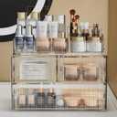 ZHIAI Stackable Cosmetic Organizer, Acrylic Cosmetic Organizer for Dresser, Vanity, Kitchen Cabinet, Bathroom, Under Sink, Home Organization and Storage (1 Top 3 Drawers)