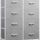 WLIVE Fabric Dresser for Bedroom, Tall Dresser with 8 Drawers, Storage Tower with Fabric Bins, Double Dresser, Chest of Drawers for Closet, Playroom, Dormitory, Light Grey
