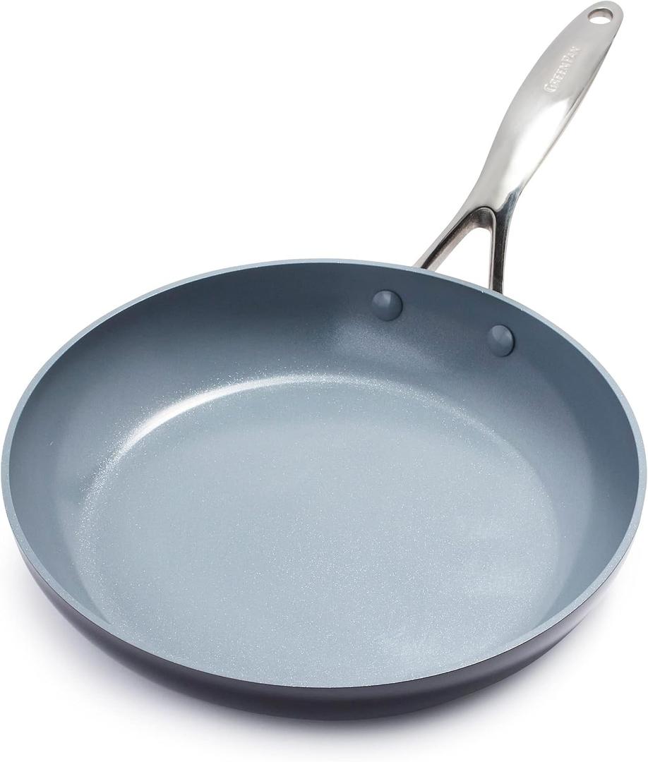 GreenPan Valencia Pro Ceramic Nonstick 12 Frying Pan Skillet, Hard Anodized PFAS-Free Cookware, Induction Ready, Compatible on All Cooktops, Eggs & Omelets, Dishwasher Safe, Oven Safe to 600F, Gray