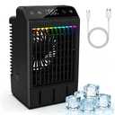Portable Air Conditioner with LED Display, 1000ML Mini AC Air Conditioner 4-in-1 Air Cooler Humidifier with 7 Colors Light, Timer Personal Evaporative Air Cooler Cooling Fan for Bedroom Office Home